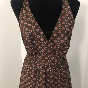Cute Brown, Pink, & White V-Neck Sundress by Merona.  Size L